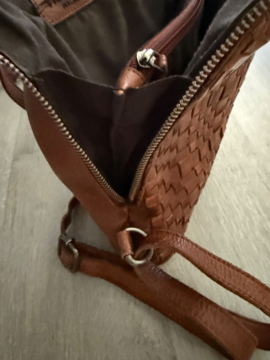 Vilenca Holland Anthropologie Leather Woven Cognac Bag/BackPack Travel main image 9